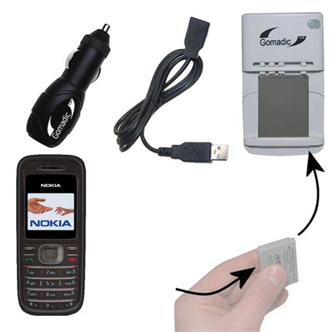 Gomadic Portable External Battery Charging Kit suitable for the Nokia 1208 Includes Wall; Car ...