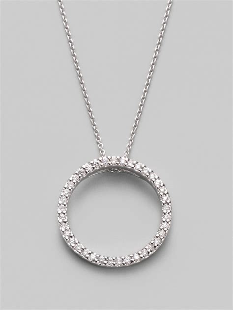 Roberto coin Tiny Treasures Diamond & 18k White Gold Small Circle ...