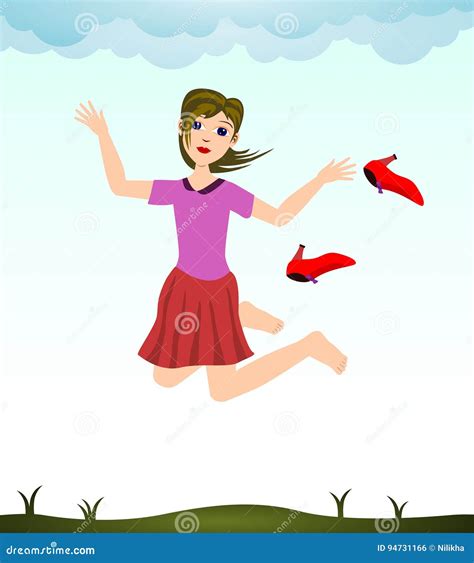 Woman Jumping For Joy Cartoon - img-gimcrackery