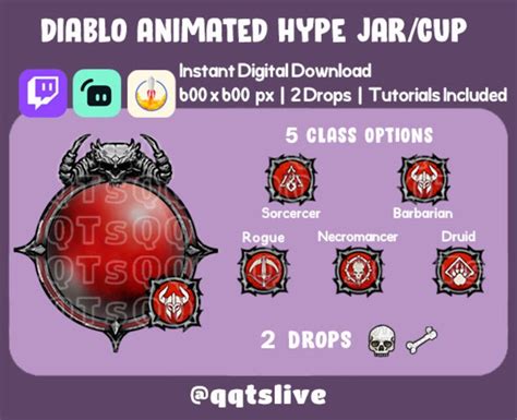 ANIMATED Twitch Hype Jar Stream Tip Cup / Jar 2 Layers 5 Class Sigil Options 2 Bit Options Set ...