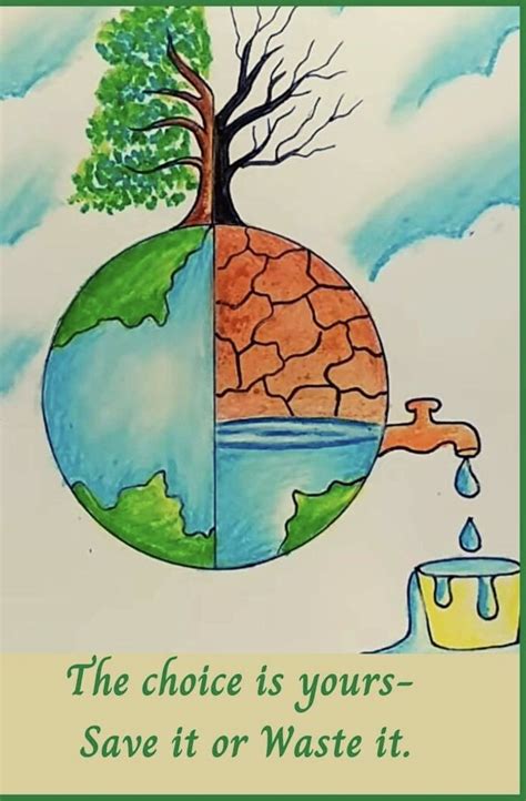 Poster with Slogan for save water | Save water poster drawing, Earth ...