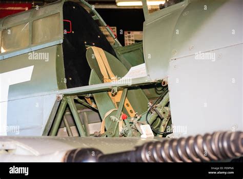 Hawker Hurricane Mk IIc at the Manston Spitfire Museum. Details showing the open folding cockpit ...