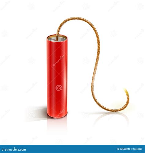 Dynamite Stick With Burning Bickford Fuse Royalty Free Stock Photo ...