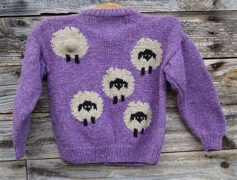 Childs wool sheep cardigan hand knit sweater, free shipping, hand knit ...