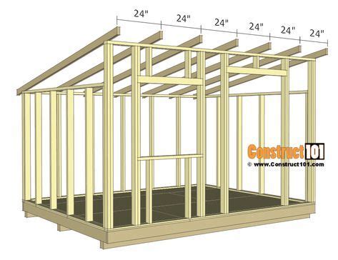 10x12 Lean To Shed Plans - Construct101 | Shed design, Wood shed plans, Diy storage shed