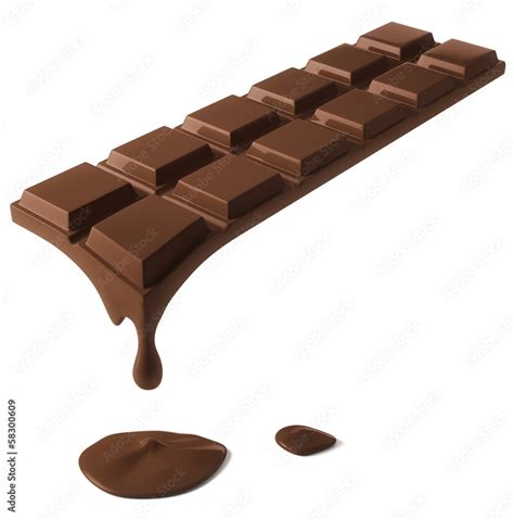 Chocolate bar melting. Isolated on white. Stock Illustration | Adobe Stock