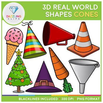 3D Shapes Real Life Objects Clip Art: Cones | Objetos con figuras ...