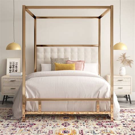 Pettaway Upholstered Metal Canopy Bed | Canopy bedroom, Canopy bed ...