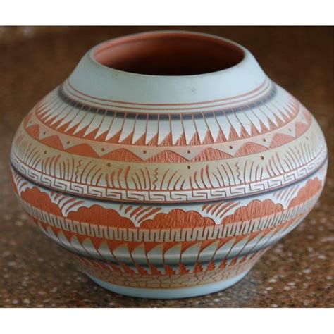 Native American Pottery, etched Signed: Hilda Whitegoat. Navajo