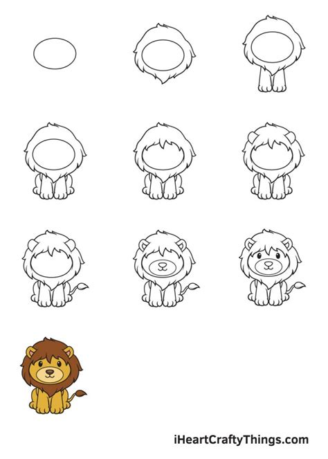 how to draw simple lion How to draw a lion for kids - Step by Step Drawing