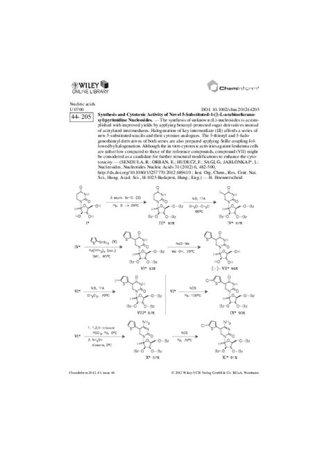 (PDF) Synthesis and Cytotoxic Activity of Novel 5-Substituted-1-(β-L-Arabinofuranosyl ...