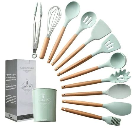 Kitchen Utensils Set 11Pcs Silicone Non-stick Barreled Cooking Utensils Set Silica Gel Utensil ...