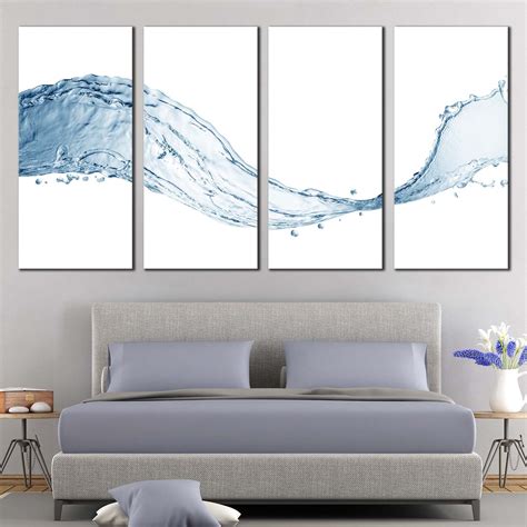 Abstract Water Canvas Wall Art, Wave Of Water Splash 4 Piece Canvas Pr ...