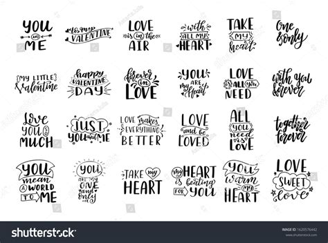 Set Hand Drawn Love Quotes Lettering Stock Vector (Royalty Free ...