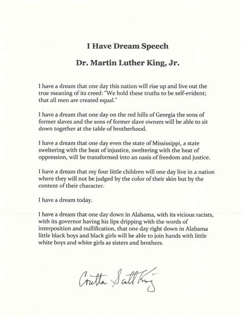 Signed typescript of Dr Martin Luther King's I have a dream speech | Coretta Scott King