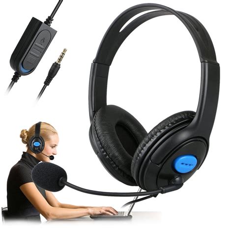 Headphone With Mic for PS4 Wired Gaming Headset Headphones with Microphone for PS4 PC Laptop Mac ...