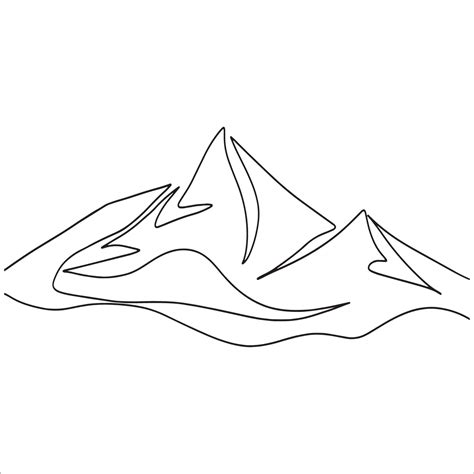 Mountain Line Art, Landscape Sketch, Nature Outline Drawing, Mountains, Minimalist Scenery ...