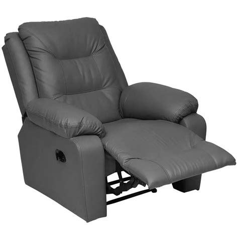 Single Seater 1 Seat Recliner Sofa with Premium Leatherette, Grey - GKW Retail1