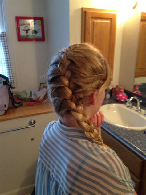 Tried to give her an Elsa braid from Frozen