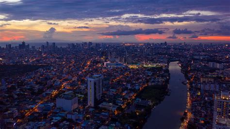 Aerial Time Lapse: Manila Downtown Sunset Stock Footage SBV-338125375 ...