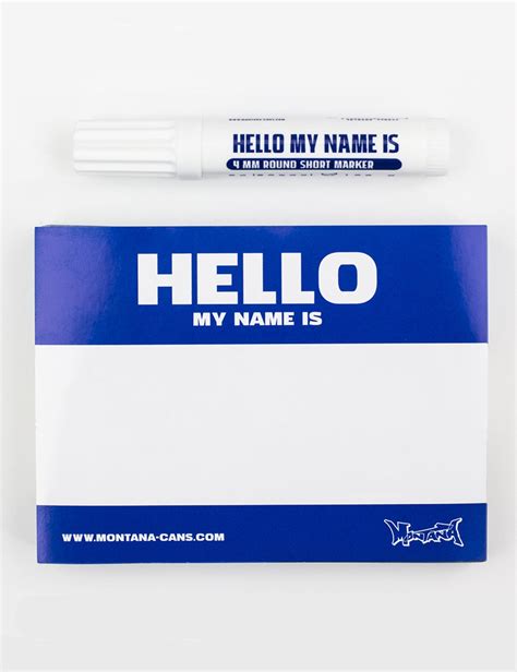 Montana Hello my name is Sticker Pack - Blue - Spray Paint Supplies from Fat Buddha Store UK