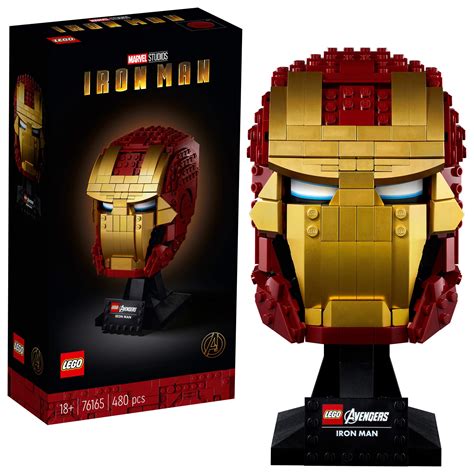 Buy LEGO Marvel Avengers Iron Man Helmet 76165; Brick Iron Man- for-Adults to Build and Display ...