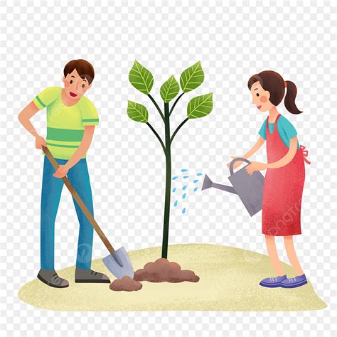 Planting Trees Together PNG Picture, Arbor Day Couple Planting Trees Together, Arboring, Couple ...