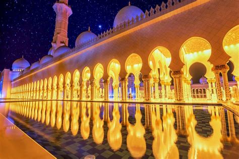 Sheikh Zayed Grand Mosque in Abu Dhabi, UAE at Night Stock Photo - Image of dhabi, islamic: 70058116