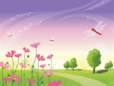 Beautiful Nature Scene Powerpoint Templates - Fuchsia / Magenta, Green, Nature - Free PPT ...