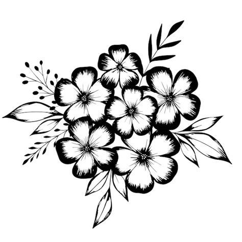 Flower Clip Art Black And White Images - Free Download on Freepik