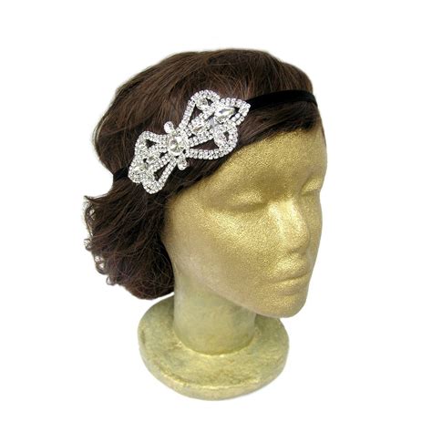 Rhinestone Bow Headband Hair Bow Headband Art Deco Headpiece