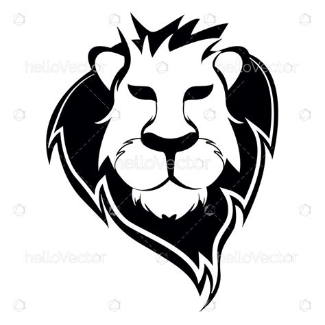 Lion face black and white - Vector Illustration - Download Graphics & Vectors