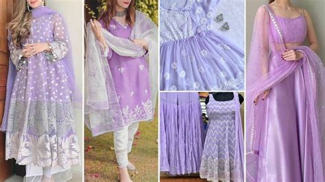 Light Purple,Lavender & Lilac Lavender Colour Dress Designing Ideas Collection .. | Party wear ...