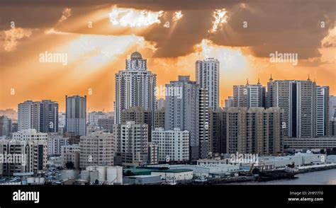 Ajman city skyline from Corniche area Stock Photo - Alamy