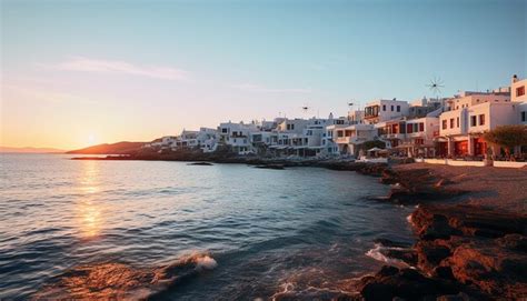 Premium AI Image | Sunset in mykonos