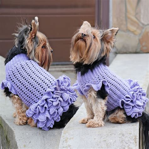 Easy DOG DRESS Pattern. PDF Dog Sweater Crochet Pattern. Dog Sweater With Ruffles. Crochet Dress ...