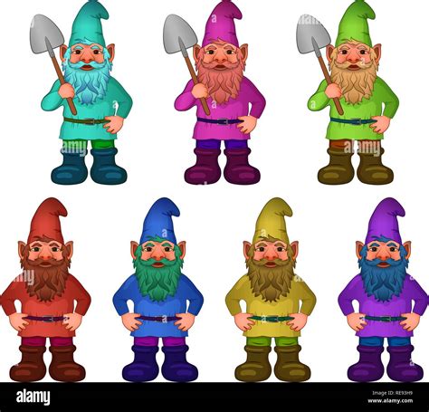 Set of Cartoon Garden Gnomes Stock Vector Image & Art - Alamy