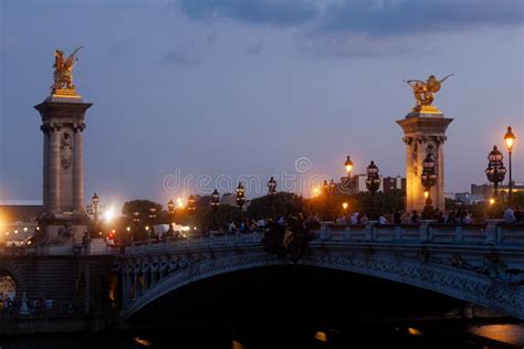 Pont Alexandre III Bridge and Illuminated Lamp Posts at Sunset. 7th ...