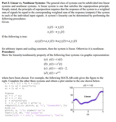 Solved Part 2: Linear vs. Nonlinear Systems: The general | Chegg.com