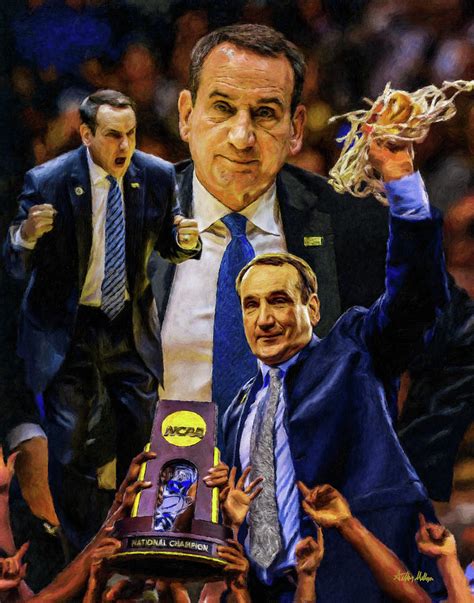 Mike Krzyzewski Duke Blue Devils Coach K NCAA College Basketball Art Print Painting by Arthur ...