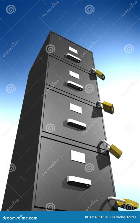 Locked File Cabinet (3D) Royalty Free Stock Photo - Image: 33148615