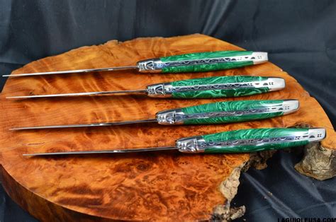 Malachite Stone Handle , Laguiole en Aubrac 4-piece Steak knife Set - Laguiole USA