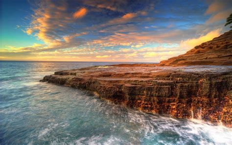 nature, Sea, Cliff, Clouds, Sunset, Long Exposure Wallpapers HD ...