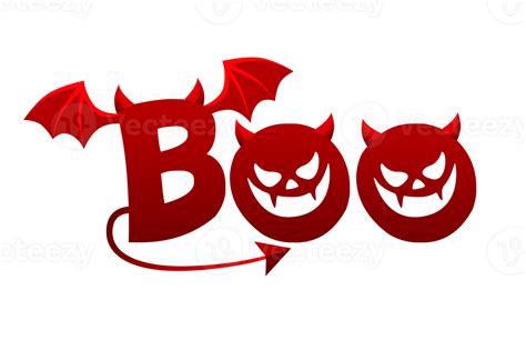 Free Boo text. Only one single word. Happy Halloween greeting card. 23529182 PNG with ...