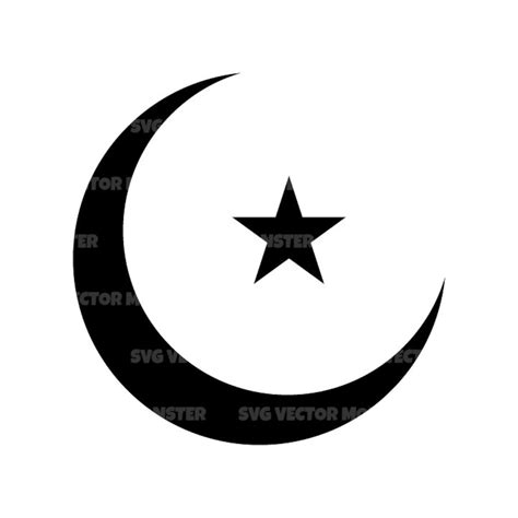 Islam Crescent Moon and Star Svg. Vector Cut File for Cricut, Silhouette, Pdf Png Eps Dxf, Decal ...