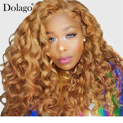 Blonde Lace Front Human Hair Wigs For Women Colorful 250% Density Loose Wave Wig 27# Brazilian ...