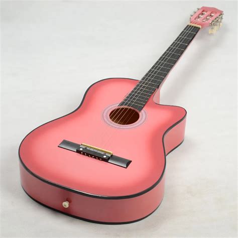 Free Shipping 38 Inch Cutaway Acoustic Guitars with Guitar Plectrum Pink High Quality Musical ...