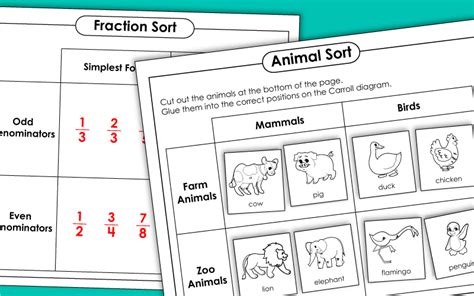 Carroll Diagram Worksheets