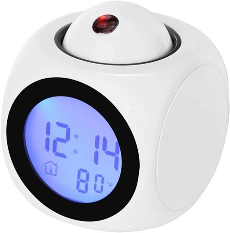 ECSWP LED Display Projector Clock with Backlight Battery Powered Rotate Alarm Clock for Home ...