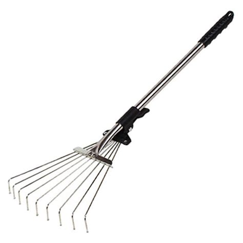 Adjustable Garden Leaf Rake,Telescopic Metal Rake, Expandable Folding Leaves Rake for Lawn Yard ...